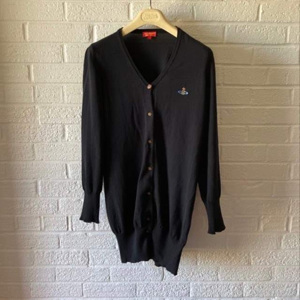 Vivienne Westwood Red Label Black Long Cotton Cardigan Size Small